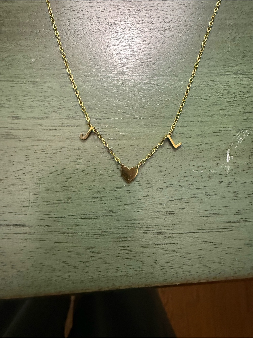 Gold Heart Initial Necklace (J & L) - Women's Jewelry
